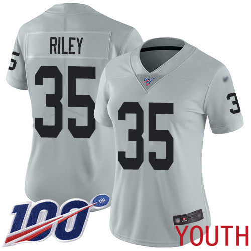 Oakland Raiders Limited Silver Youth Curtis Riley Jersey NFL Football 35 100th Season Inverted Legend Jersey